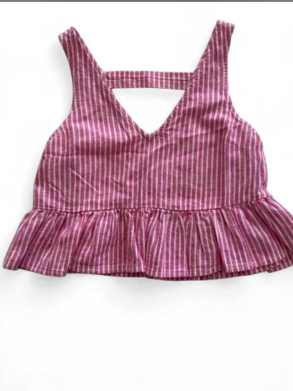Madewell Girls' Pink Striped Peplum Tank Top